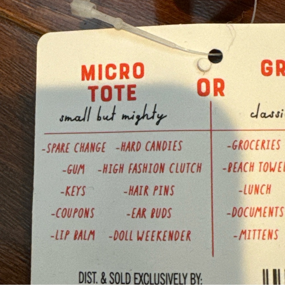 Trader Joe's Red micro Tote Bag with reusable bag holiday collection gift - Picture 5 of 7